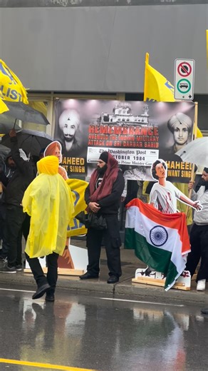 Sikhs For Justice on Instagram: "31 October: Ottawa Indian High Commissioner Dinesh Patnaik Guarded By RCMP Under “SIEGE” Draws Brazen Depiction of Shaheed Beant Singh and Shaheed Satwant Singh Shooting Indira Gandhi— SFJ Pro-Khalistan Sikhs Stage REMEMBRANCE RALLY"