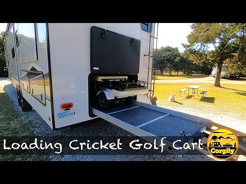 Load Cricket Mini Golf Cart into 5th Wheel, Alliance Paradigm