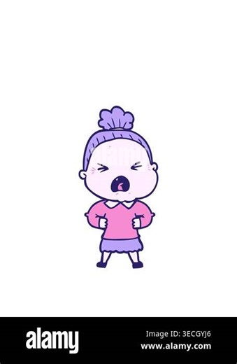 stretching up animation of cartoon angry old woman Stock Video Footage - Alamy