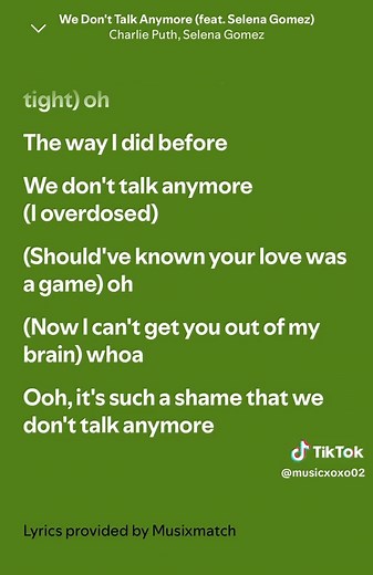 We Don't Talk Anymore lyrics full song - Charlie Puth & Selena Gomez