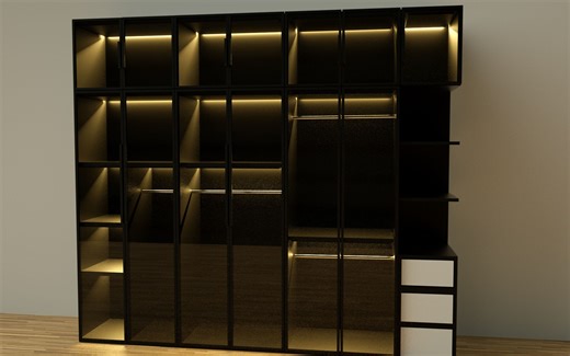 C4D带LED灯的柜子建模