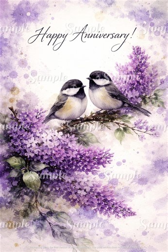13 All Occasion Greeting Cards, Lilacs With Birds, 1/2 Fold Vertical - Etsy