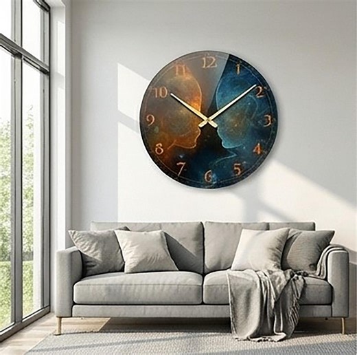 Twin Flames Wall Clock, Yin Yang Cosmic Glass Large, Spiritual Galaxy Decor - Etsy