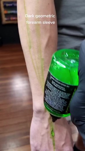 Dark Geometric Forearm Sleeve Tattoo Process