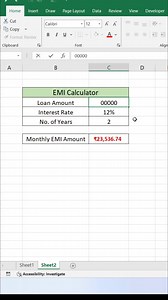 545K views · 1.5K reactions | EMI Calculator in Excel  #exceltips #exceltricks #exceltutorial #explore | computernotion | Facebook