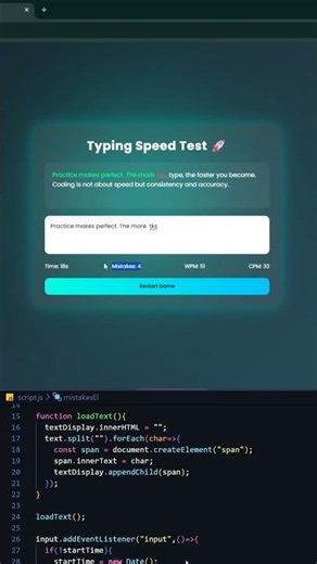 Typing Speed Test Game 🚀 Built in JavaScript