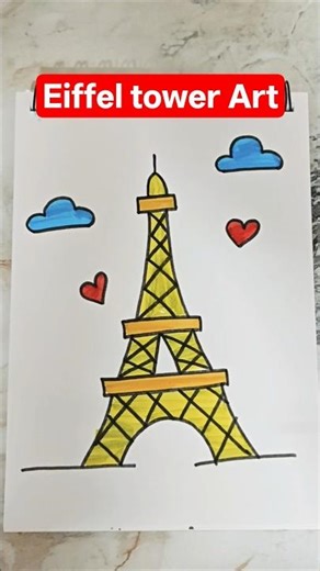 Cute Eiffel Tower Drawing | Easy Paris Art 🎨 | Artika by Sonika
