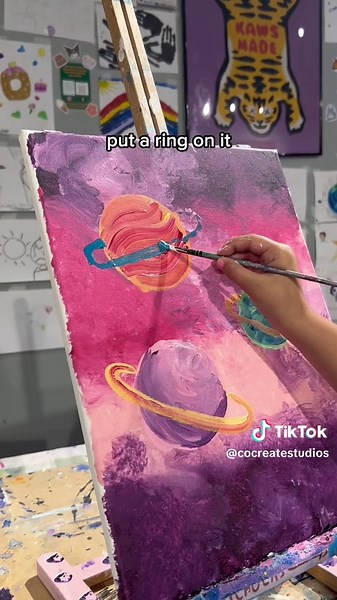 Space Acrylic Painting on a Canvas 💫 . . . . . . . . . . . . . . . . . . . . . . . . . . . . . . . . . . . #acrylicpainting #canvaspainting #easyart #howtopaint #viralart #fypagetiktok #youngartist #miniart #aestheticart #chillvibes #fypage #landscapepainting #natureart #viralart #paintingideas #acrylicart