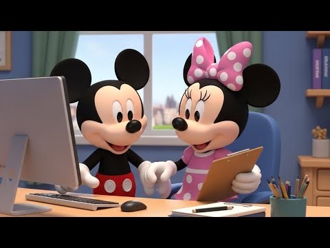 Mickey Mouse at the Happy Office