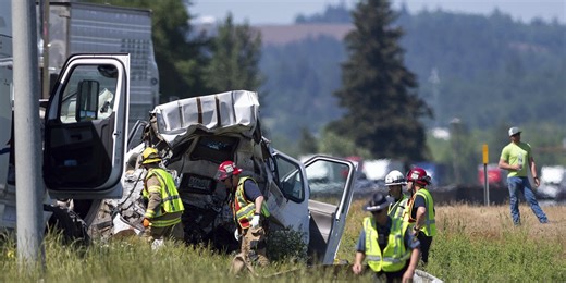 Truck driver arrested in multi-vehicle freeway crash that killed 7 in Oregon