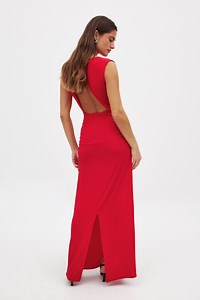 Open Back Maxi Dress Red