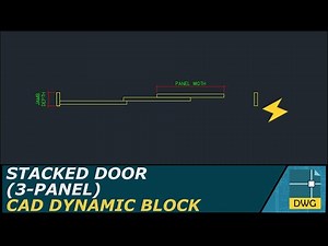 Stacked Door (3 Panels): AutoCAD Dynamic Block (Plan View)