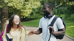 College classmates talking at the park - Free Stock Video