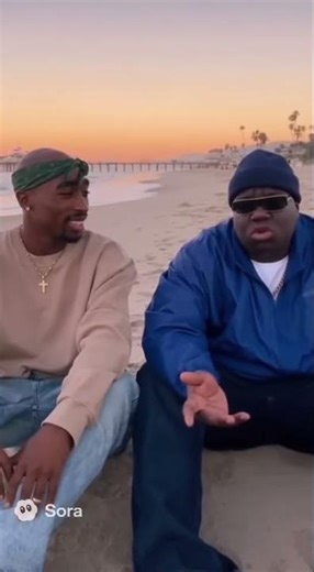 “2Pac & Biggie at the Beach — Peace After the Storm 🌊🕊” #motivation #rap #hiphop