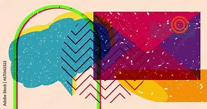 Risograph Mail letter envelope with speech bubble and geometric shapes animation. Moving object in trendy riso graph design video. Stock Video