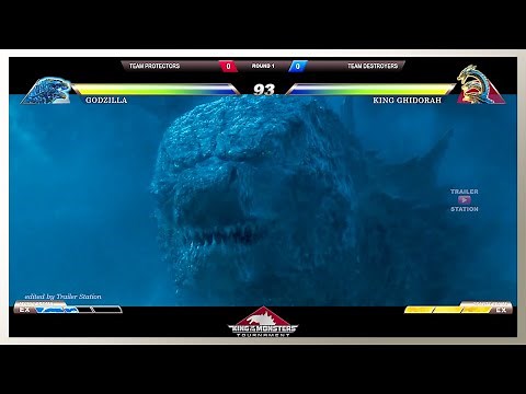 Godzilla vs King Ghidorah Antarctica Battle with Healthbars