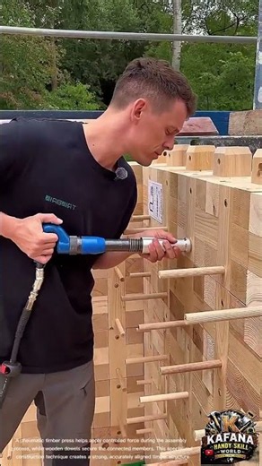 Interlocking Timber Wall Assembly | Professional Wooden Peg & Mallet Construction Technique