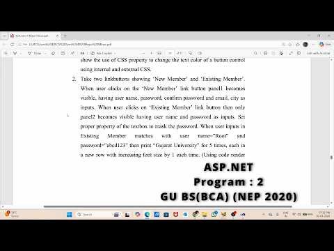 ASP.NET Practical 2: Panels, LinkButtons & Password | BCA Sem 4 (NEP 2020) | By Jainish Dabgar