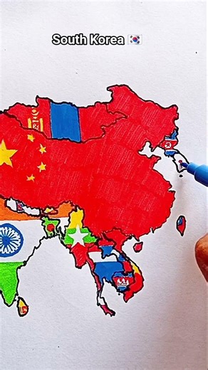 Draw Flag Map of south Korea 🇰🇷 #southkorea #korea