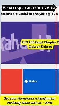 BTS 165 Excel Chapter 2 Quiz | Kahoot | College Excel Help