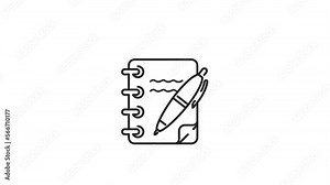 Animated note paper icon. Notepaper school, notepaper office and home. Template for memo. 4K video motion graphic