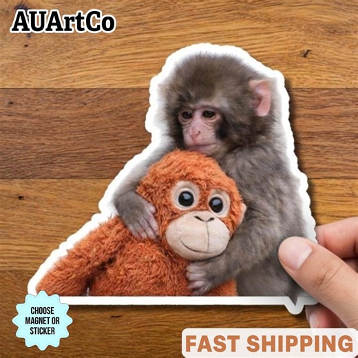 Viral Baby Monkey Sticker - Punch the Monkey Cute Decal for Water Bottles and Laptops - Famous Zoo Monkey - Emotional Support Animal Sticker - Etsy