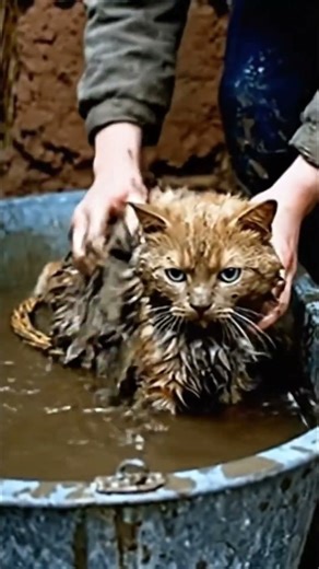 Crying Kitten Covered in Mud Rescued and Transforms After a Warm Bath