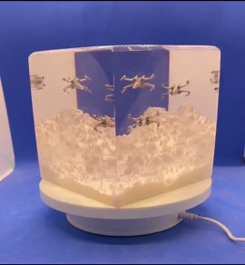 Epoxy cube with 3 tie Fighters, approximately 5.75"