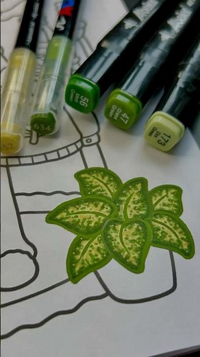 Easy Leaf Coloring Tutorial 🌿 | Alcohol Markers Blending #tutorial #alcoholmarkers #asmr #cozygirl