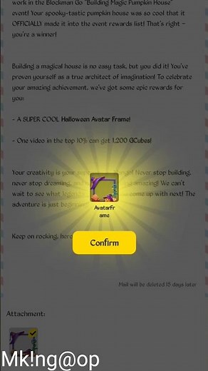 Free 1200 GC + Halloween Frame 😱 | Thank You Blockman Go Team 🥰 #shorts #thankyou #gaming #gift