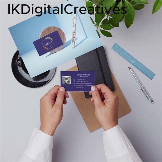 QR Code Business Card Indigo Blue Template (Canva), Double Sided #business #cards #digitaldownload