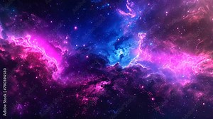 A vibrant space scene showcasing a multitude of stars and clouds, creating a visually stunning display, Spacescape featuring a dynamic, color-rich nebula