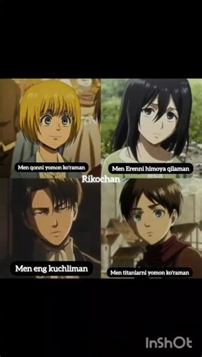 Animelar uzbek tilida #attackontitan #erenyeager #leviackerman #mikasaackerman #arminarlert