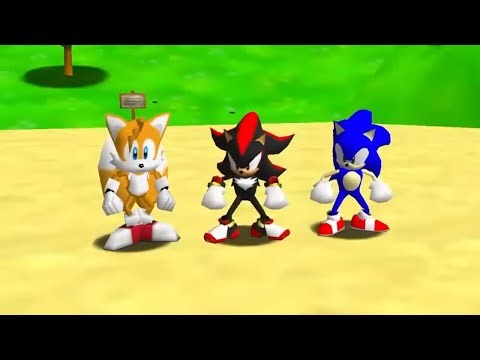 Modern Sonic, Tails and Shadow in Mario 64 - Full Game 100% Walkthrough