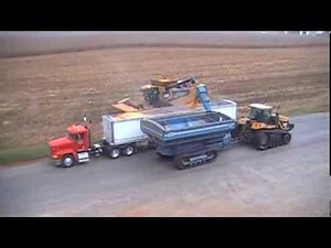 Caterpillar 595R Lexion Combine Harvesting Corn in the Rain