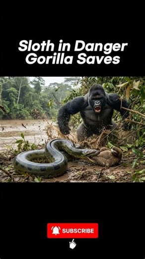 Gorilla vs Anaconda A Sloth Rescue in the Jungle #animals #gorilla #anaconda #rescue rescu