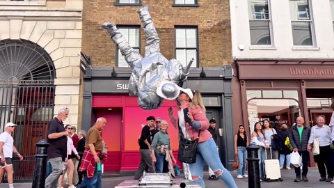 How the pigeons Landed on Me as the Silverman Statue, I got Kissed,the Dog Barked ….What a Day!