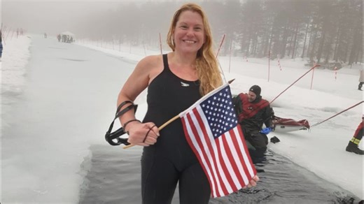 Maine woman sets world record, longest swim under ice