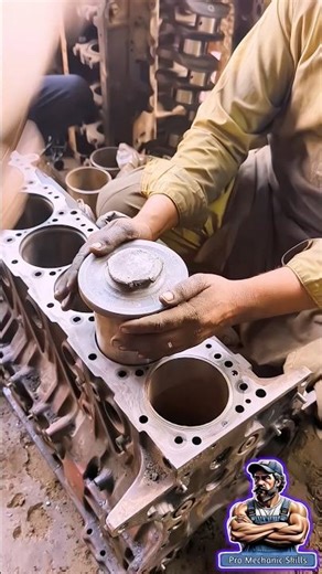 Marvellous Liner Install – Quick & Clean #truckrepair #mechanic #engine #skills #shorts #liner #yt