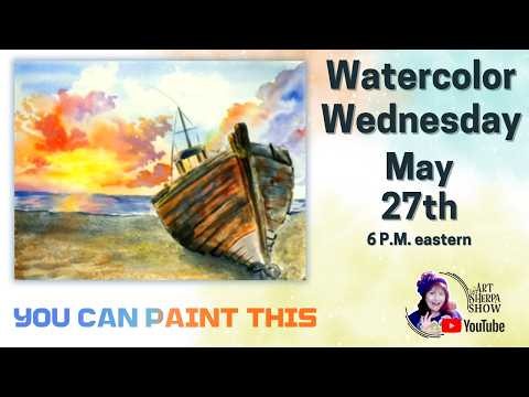 Old Boat in the Sand | Watercolor for Beginners Line and Wash
