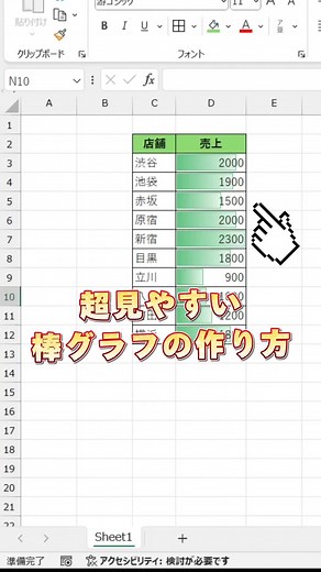 【Excel】データバーを使ってデータを見やすくする！ #エクセル #エクセル初心者 #excel時短術 #パソコンスキル #パソコンスキルアップ #仕事効率化 #新卒