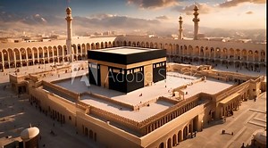 Kaaba in Mecca Saudi Arabia. 3D illustration footage