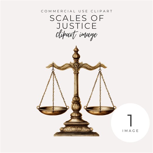 Scales of Justice Clipart INSTANT DOWNLOAD Legal and Law-themed Graphic, Balance, Justice Fairness Emblem & Symbol Printable, Commercial Use - Etsy