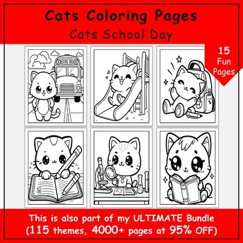 Cats School Day Coloring Pages | Printable Coloring Sheets to Spark Imagination