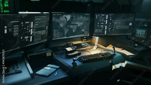 Connecting to the tracking satellite searching for the target position. Tracking satellite searching for the criminal on the world map. Satellite network tracking program searching for gps signal.