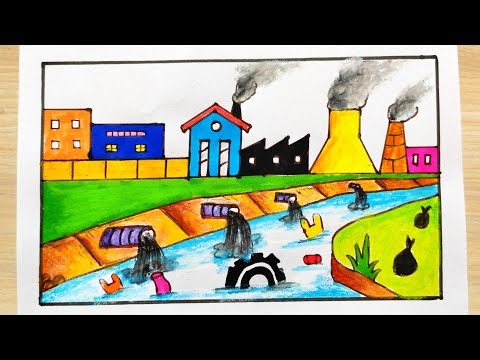 Water pollution school drawing | Water pollution poster easy | Save Water stop pollution poster