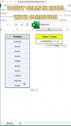 🔢 How to Count Cells in Excel with Conditions? ✅ #ExcelTips #Shorts