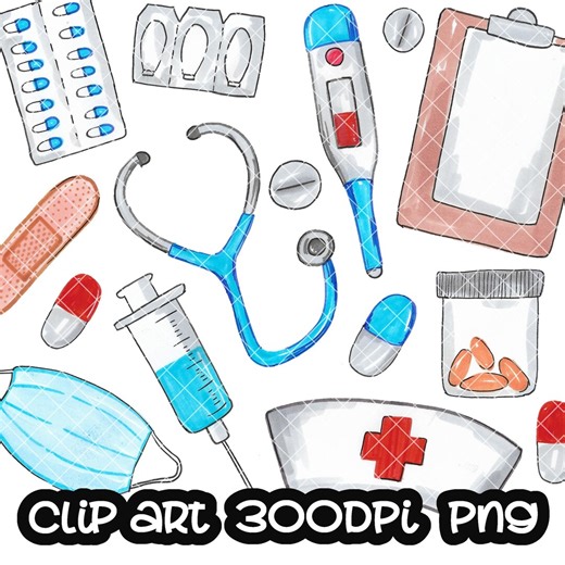 Doctor Nurse Clip Art Watercolor Clipart PNG - Etsy