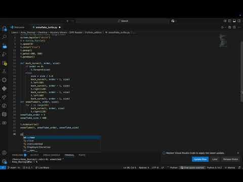 Creating a snowflake using the turtle import in python