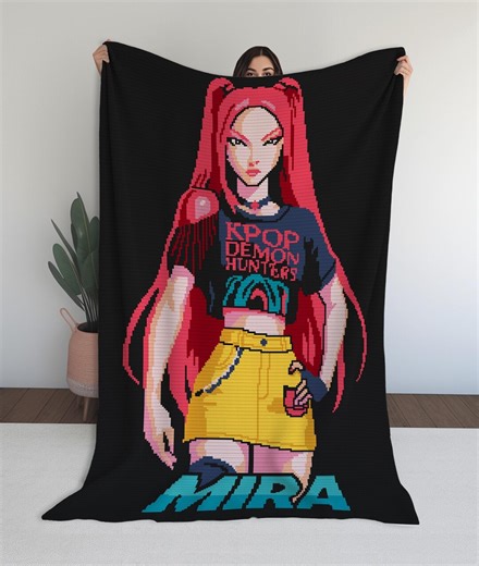 Pixel Art Kpop Blanket Crochet Pattern: Anime Character Throw (digital Download) - Etsy